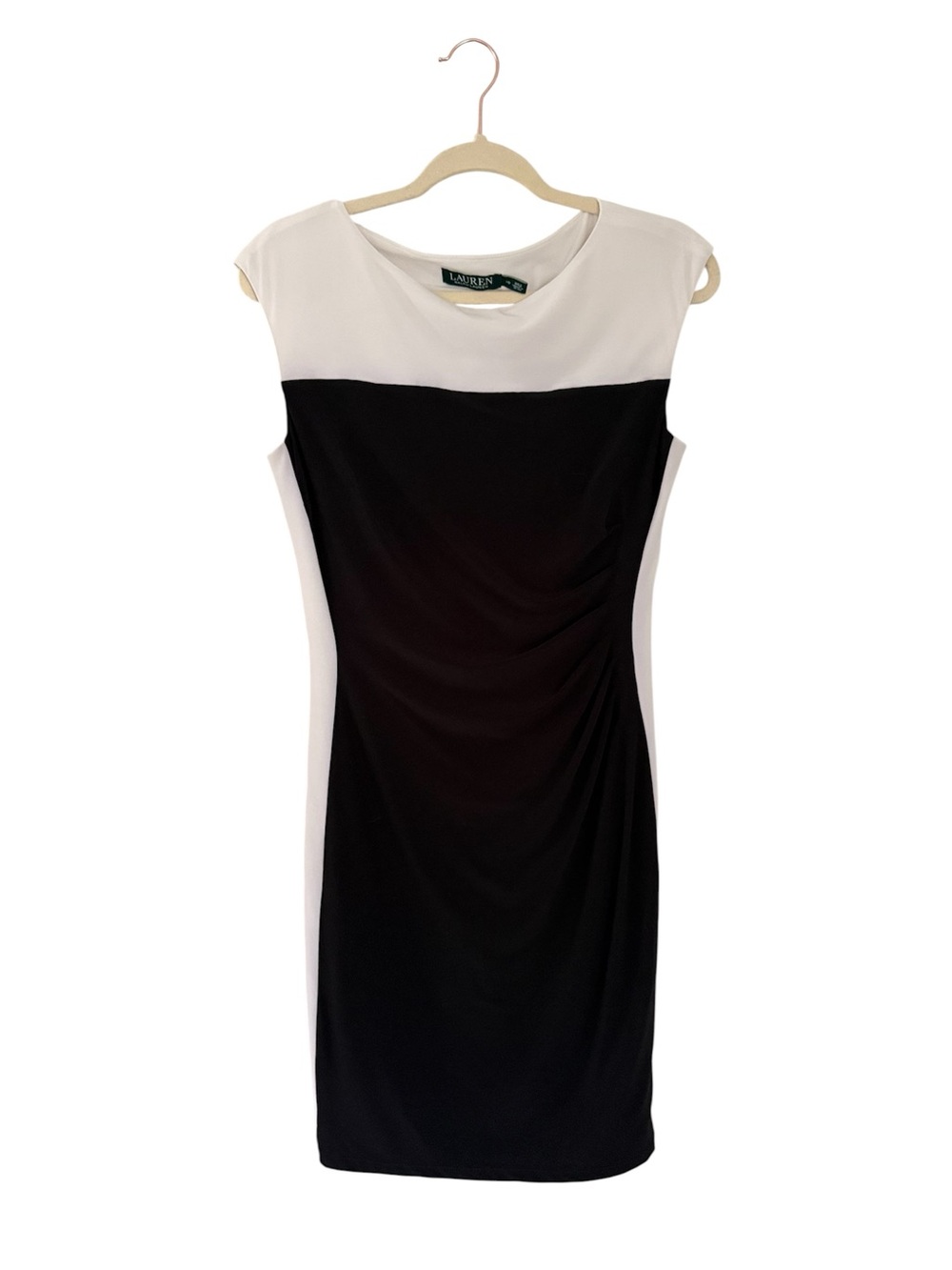 Lauren Ralph Lauren Colorblock Sheath Dress Black and White Mod size 10
